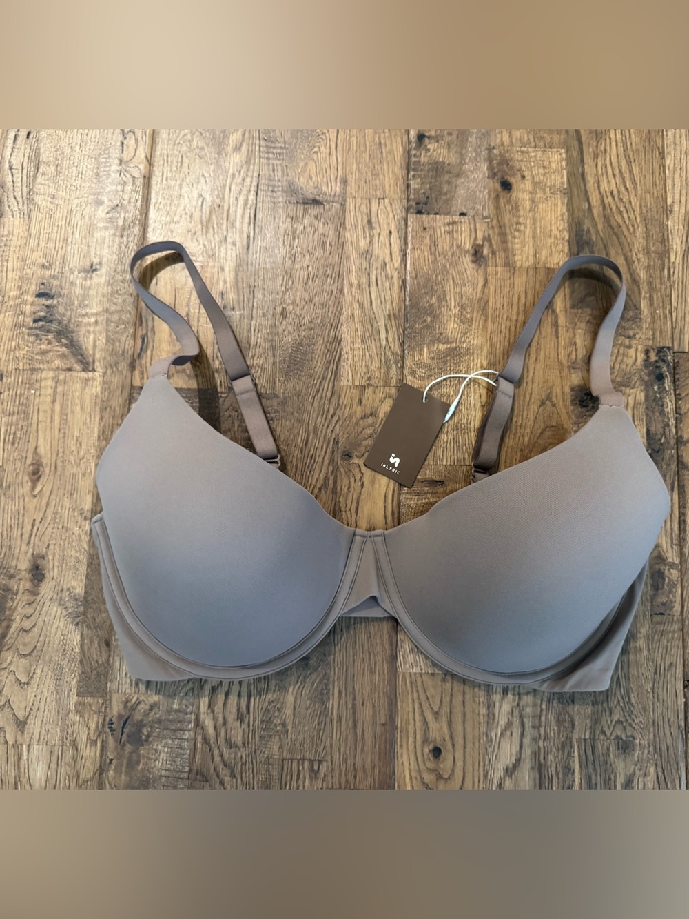 NWT InLyric Scoop Molded Bra T-Shirt Underwire Size 38DD Brown Purple 7